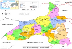 Doğu Anadolu Bölgesinin İlçeleri Haritası