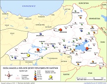 Doğu Anadolu Bölgesinin Şehir Yerleşmeleri Haritası