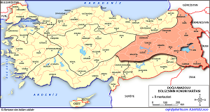 Doğu Anadolu Bölgesinin Konum Haritası