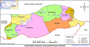 Güneydoğu Anadolu Bölgesinin İlleri Haritası