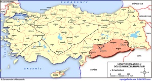 Güneydoğu Anadolu Bölgesinin Konum Haritası