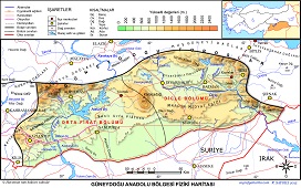 Güneydoğu Anadolu Bölgesinin Fiziki Haritası (Üç Boyutlu)