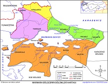 Marmara Bölgesinin Bölümleri Haritası