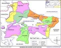 Marmara Bölgesinin İlleri Haritası