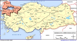 Marmara Bölgesinin Konum Haritası