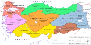 Türkiye'nin Coğrafi Bölge ve Bölümleri Haritası