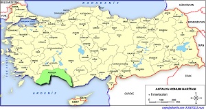 Antalya İlinin Lokasyon Haritası