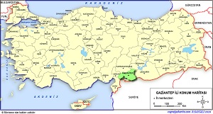 Gaziantep İli Lokasyon Haritası