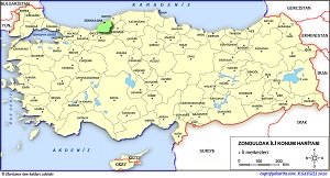 Zonguldak İli Lokasyon Haritası