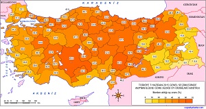 Türkiye 7 Haziran 2015 Genel Seçimleri Haritası (AKP)