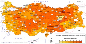 Türkiye 16 Nisan 2017 Referandum Haritası (Evet)