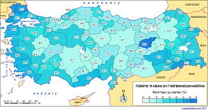 Türkiye 16 Nisan 2017 Referandum Haritası (Hayır)